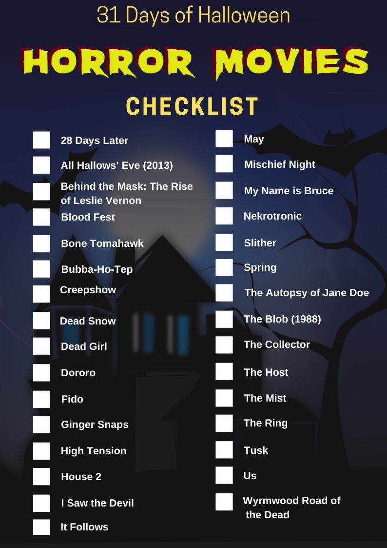 31 Days of Halloween - Horror Movies Checklist