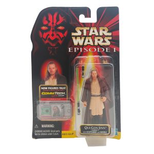 Star Wars Episode 1 Qui Gon Jinn Naboo CommTech Chip 3.75 Inch Action Figure Hasbro 1999